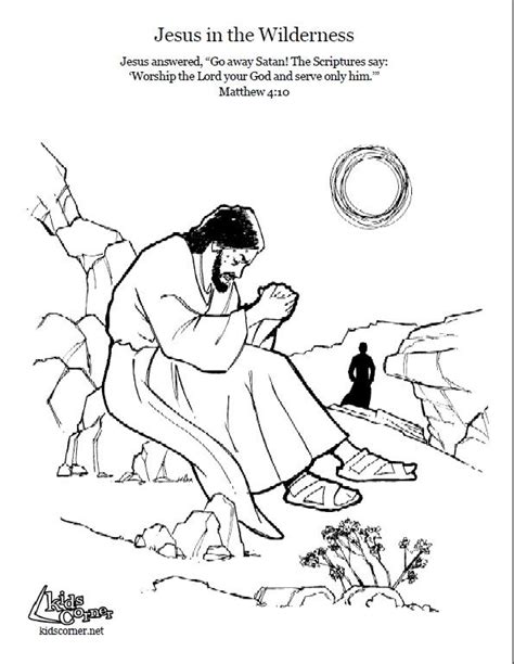 Jesus In The Wilderness Coloring Page Script And Bible Story