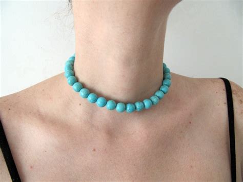 Turquoise Choker Beaded Turquoise Choker Necklace Etsy