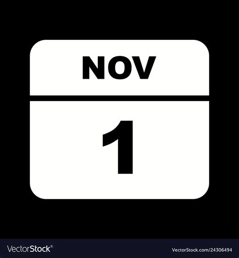 November 1st Date On A Single Day Calendar Vector Image