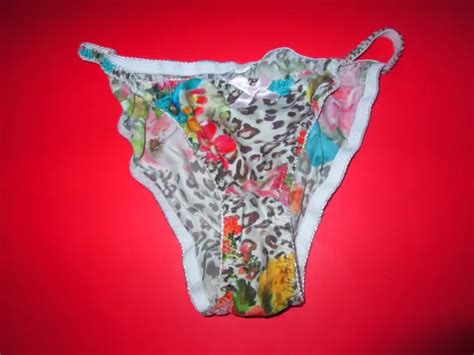 Vintage Silk Satin Animal Low Rise String Bikini Tanga Panties Medium 6