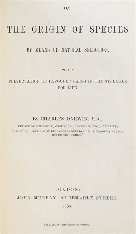 Origin Of Species First Edition Charles Darwin Signed