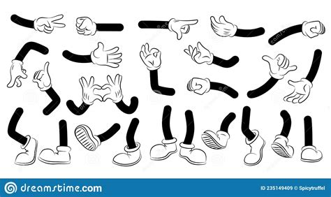 Cartoon Arms And Legs Doodle Human Body Parts Character Hands And