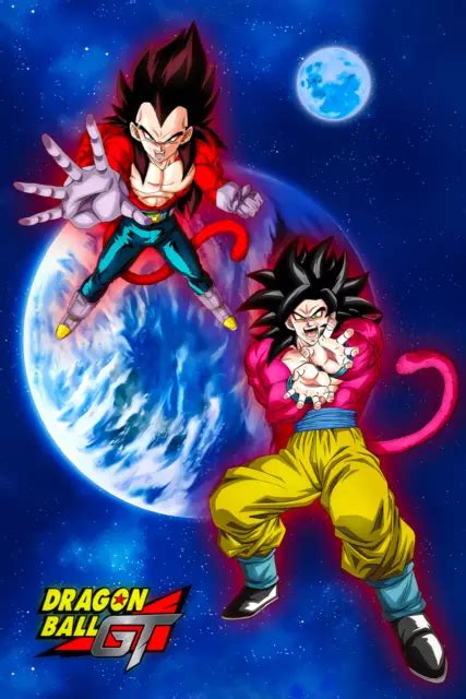 Dragon Ball Gt Poster Goku Ssj4 Vegeta Ssj4 12in X 18in Free Shipping