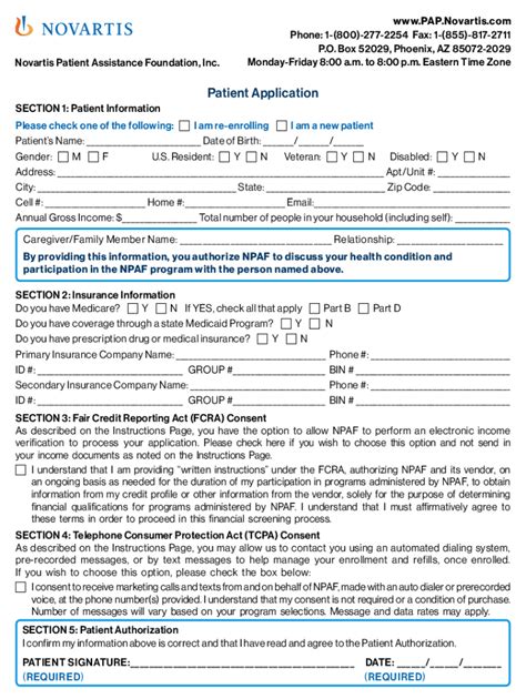 Novartis Patient Assistance Form Pdf 2023 Printable Forms Free Online