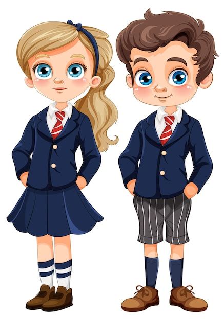 Premium Vector Student Boy And Girl In Uniform Vector