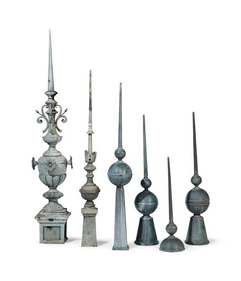 A Group Of Six French Zinc Architectural Finials