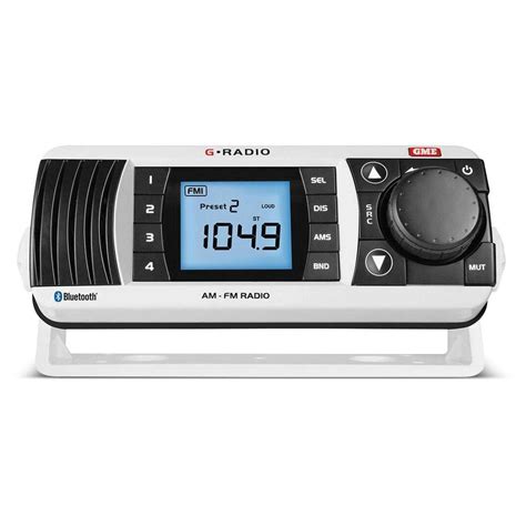Gme Gr300btw 40w Amfm Ip67 White Marine Radio With Bluetooth