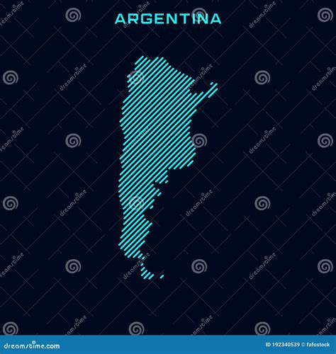 Argentina Striped Map Vector Design Template With Blue Background