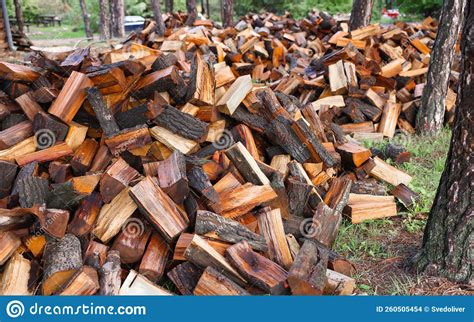 Large Pile Of Firewood Ready To Be Burnt Stock Photo Image Of Brown