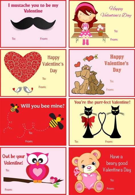 Childrens Printable Valentines Day Cards