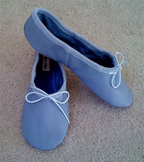 Sky Blue Leather Ballet Slippers Full Sole Adult Sizes