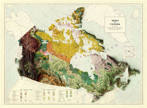 Canada Map Canada Relief Map Canada Topo Map Canada | Etsy