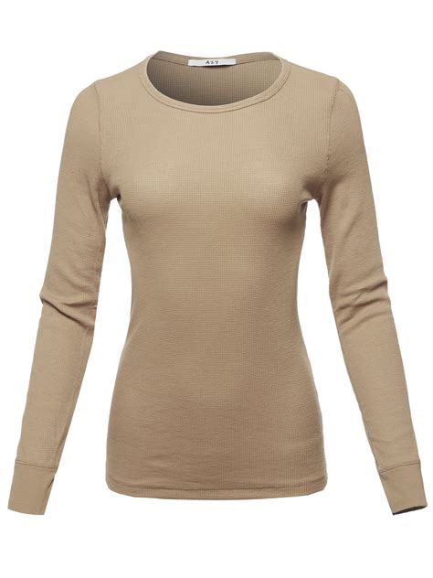 A2y A2y Womens Basic Solid Long Sleeve Crew Neck Fitted Thermal Top Shirt Khaki 3xl Walmart