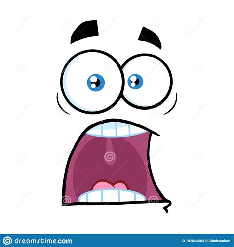 Scared Cartoon Funny Face With Panic Expression Stock Illustration