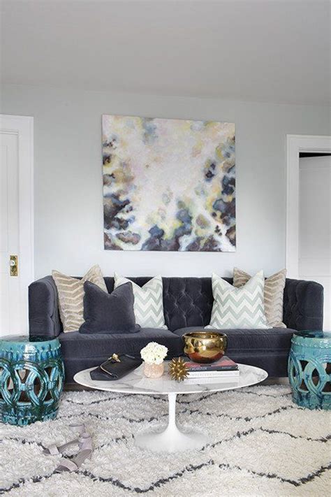 Gray And Aqua Living Room Fresh Navy Velvet Tufted Sofa With High Back