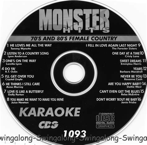 70 s 80 s female country monster hits karaoke cd g vol 1093 new in white sleeves ebay