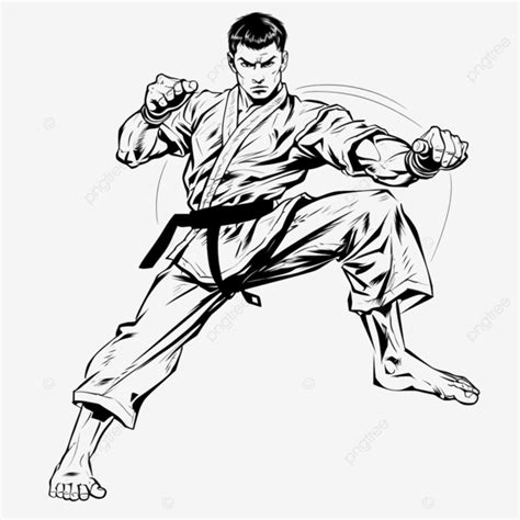 Line Art Muathai Kick Boxing Fighter Art Asia Athlete Png