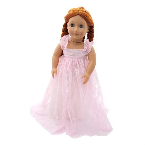 New Summer American Girl Doll Clothes Doll Accessories Pink Flower Lace Princess Dress For 18