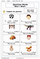 Question Words Who? What? Worksheet – English Treasure Trove