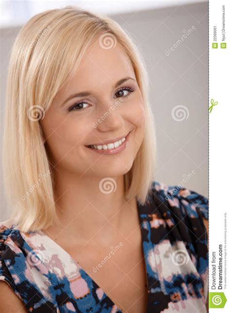 Portrait Of Smiling Blonde Woman Stock Image Image Of
