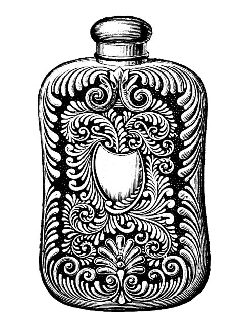 Free Clip Art Decorative Vintage Flask Bottle Image Oh So Nifty