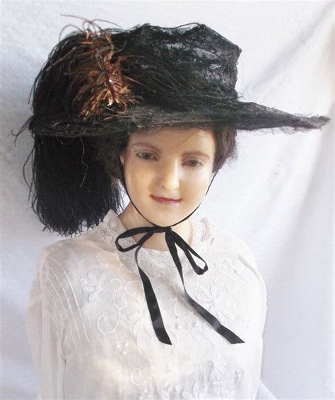 clearance edwardian antique c 1910 huge merry widow black etsy victorian hats hats vintage