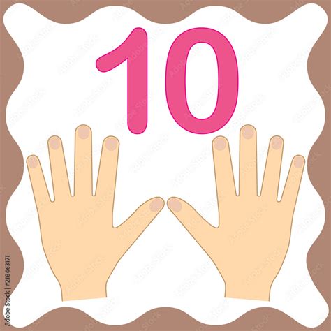 10 Kids Hand Showing The Number Ten Hand Sign Stock Vector Clip Art