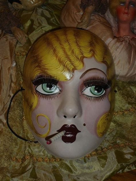 This Vintage Style Blonde Smoking Flapper Mask Was Made By