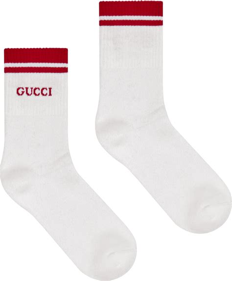 Gucci White And Red Logo Socks Inc Style