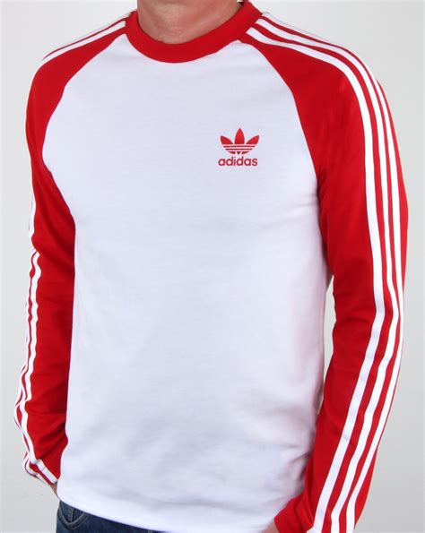 Adidas Originals Long Sleeve 3 Stripes T Shirt Whitered