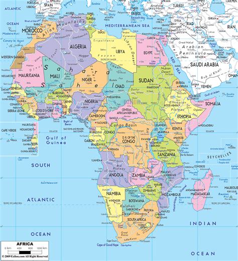 Map Of Africa With Country Names Topographic Map Of Usa With States