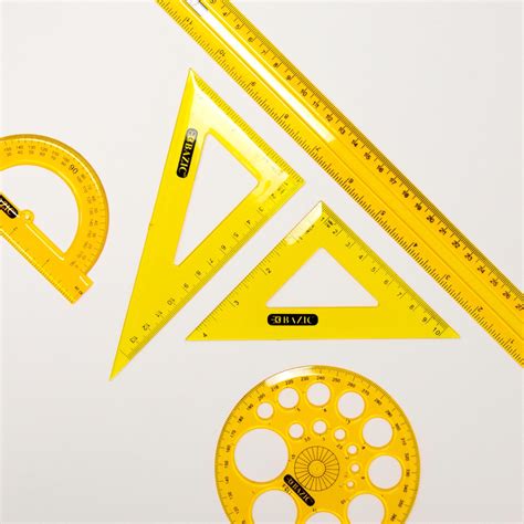 Bazic 5 Piece Geometry Ruler Combination Sets Bazic Products