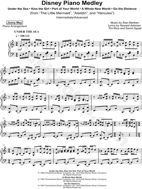 Free Easy Disney Piano Sheet Music For Beginners Kiss The Girl The