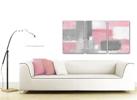 3 Piece Blush Pink Grey Painting Office Canvas Wall Art