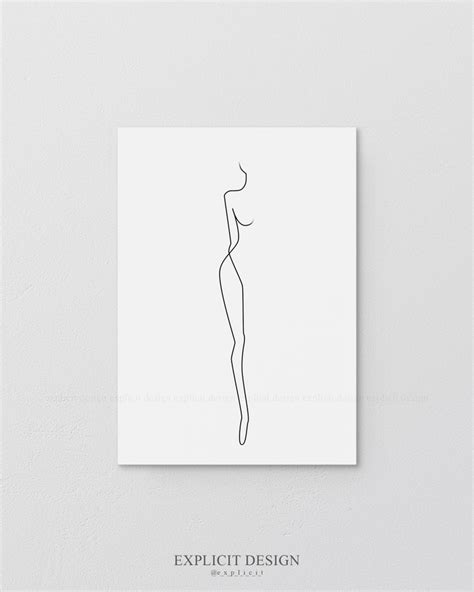 Abstract One Line Feminine Figure Printable Minimalist Nude Etsy
