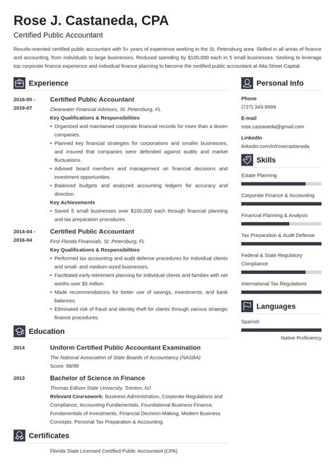 Certified Public Accountant Cpa Resume Sample And Guide