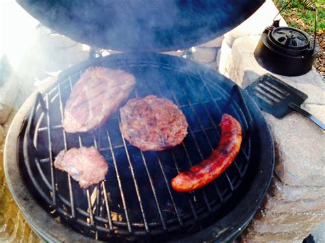 venison sausage and shoulder bacon on the small — big green egg egghead forum the ultimate