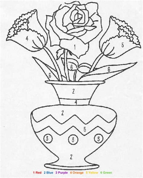 NATURE Color By Number Coloring Pages Flowers Coloring Pages Flower Coloring Pages