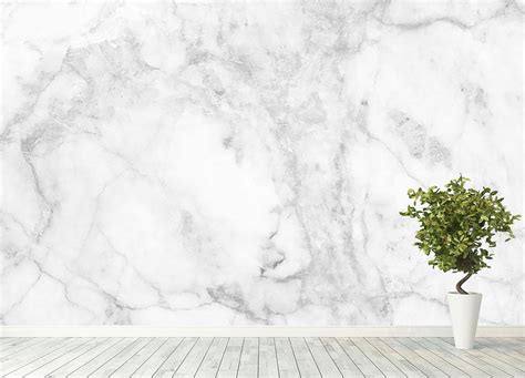 White Gray Marble Patterned Wall Mural Wallpaper Canvas Art Rocks