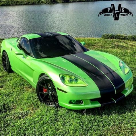 Chevy Corvette C6 Wrapped In Avery Sw Light Green Pearlescent And Satin