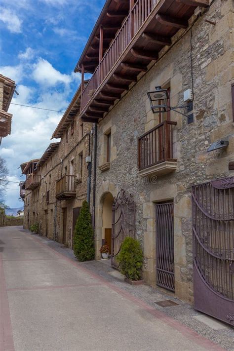 Beautiful Old Stone Houses In Spanish Ancient Village Stock Image