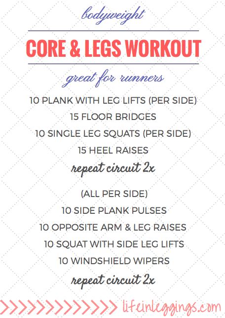 Bodyweight Core And Legs Workout For Runners Life In