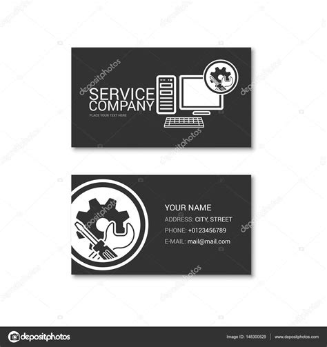 Simple Business Card Of Computer Repair Shop Stock Vector Image By