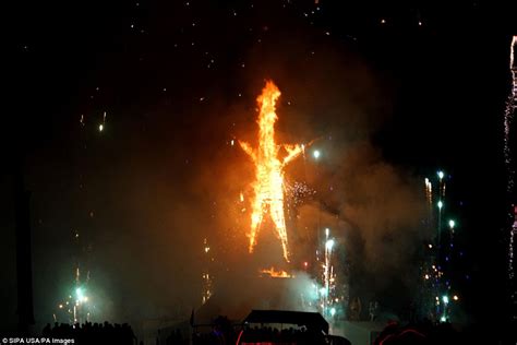 Stunning Photos Show Pyrotechnic Display Of The Burning Man Effigy