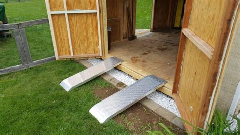Guardian Aluminum Dual Runner Shed Ramps With Punch Plate Surface In