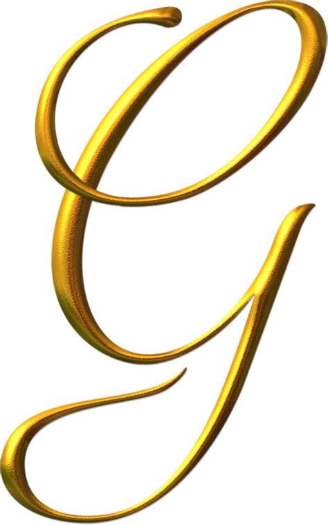 The Letter G Is Made Up Of Gold Colored Metal Letters With Curved Edges