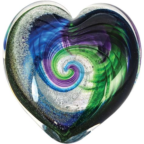 Northern Lights Heart Infused With Cremation Ash From Celebration Ashes Cremation Glass