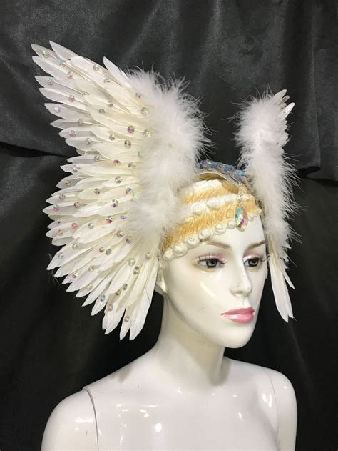 White Feather Headpiece Feather Headdress Carnivalsamba Etsy