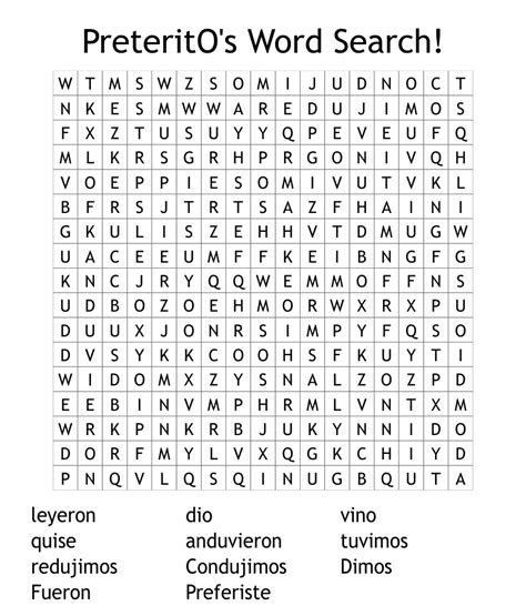 PreteritO S Word Search WordMint