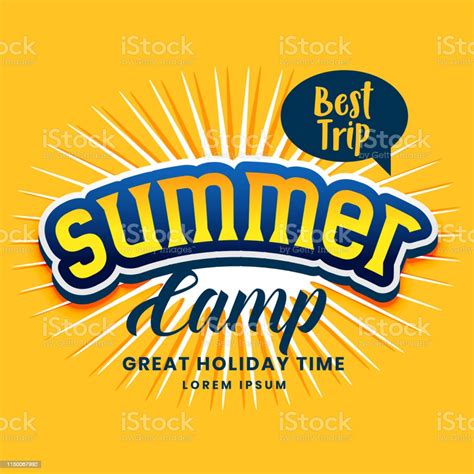 Summer Camp Poster Design In Yellow Color Stock Illustration Download